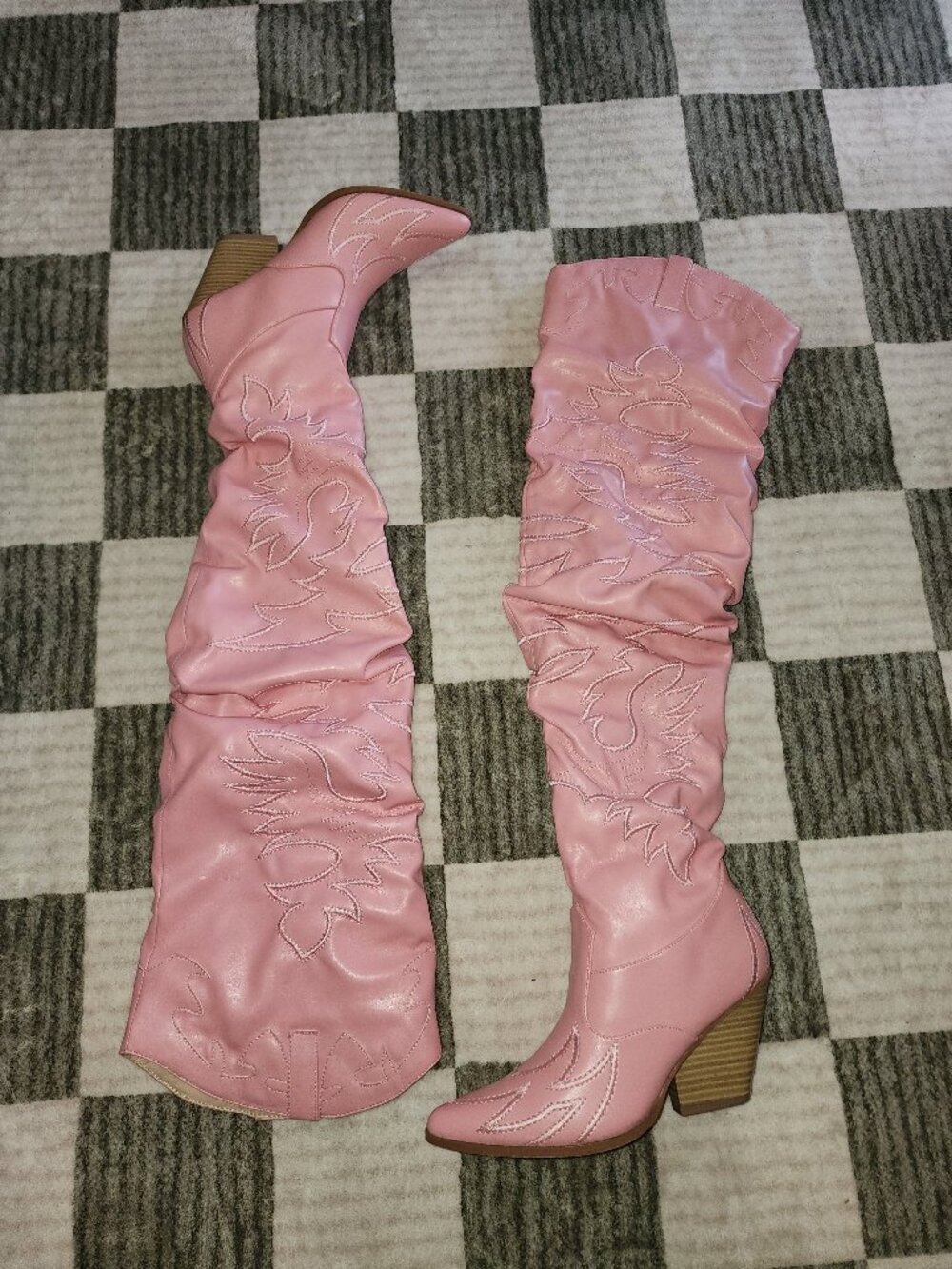 Pink Thigh High Cowboy Boots Women's 7